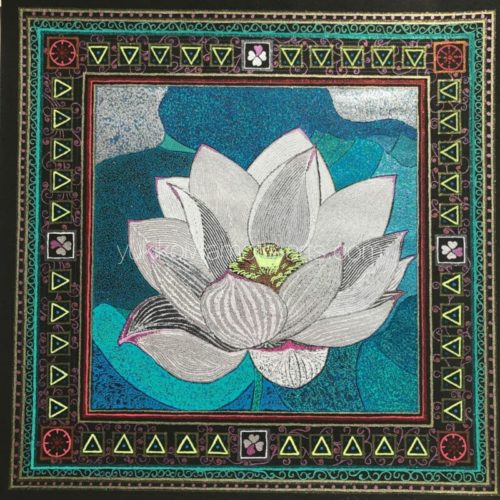 曼荼羅アート「白い蓮」｜Mandala art “White lotus”