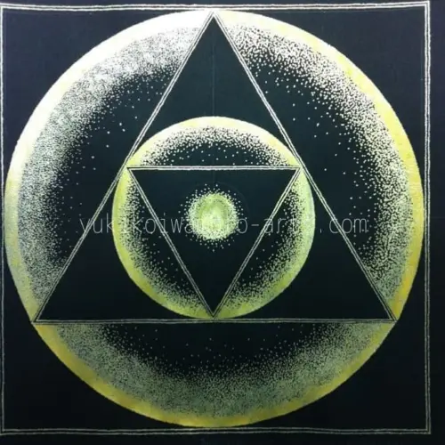 アート作品 女性肖像画 曼荼羅模様 ハヌマーン降臨　プラクルアン　無敵と富　繁栄 点描曼荼羅アート「ある天使のエネルギー トライアングルの形」【神聖