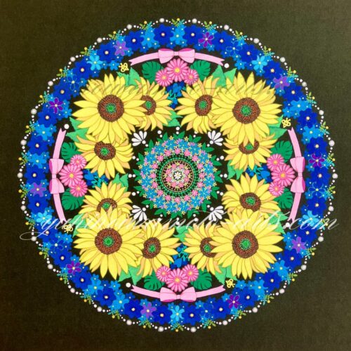 ひまわりの曼荼羅アート「セルフ・ラヴ」｜Sunflower mandala art 