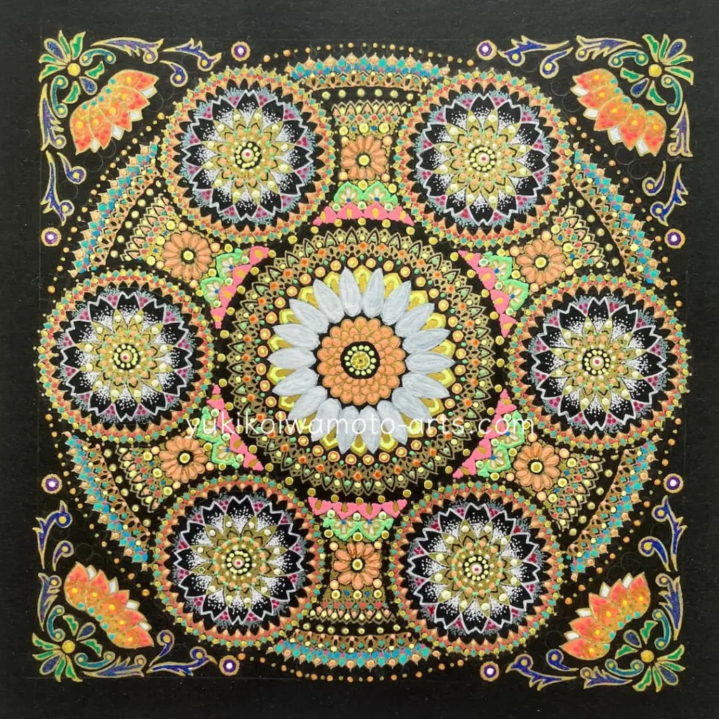 曼荼羅アート【祝福】オレンジゴールドのきらめき経営者を成功へと導く