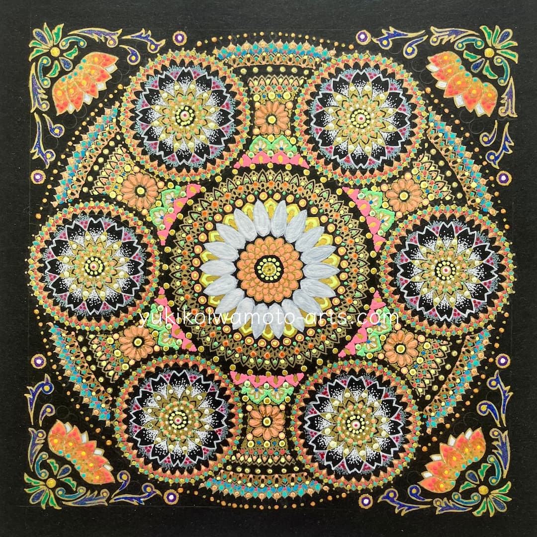 曼荼羅アート【祝福】オレンジゴールドのきらめき経営者を成功へと導く