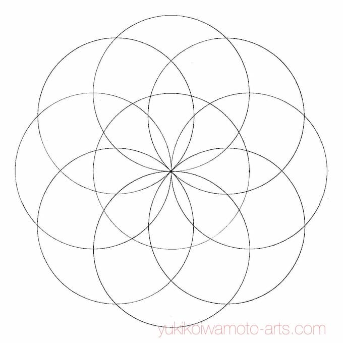 簡単 100均コンパスで描く曼荼羅アート下絵 運気アップの9つの円 ５ 神聖幾何学模様 幸運を呼ぶ曼荼羅アート教室